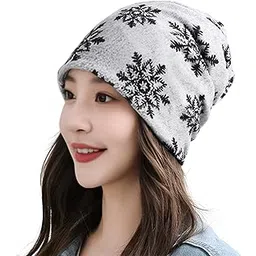 momisy Women Unisex Winter Beanie Hat & Neck Warmer | Knitted Multifunctional Scarf Cap with Letter Print | Warm Pullover Hat Bandana-picture-53