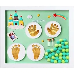 MOMITTLE Baby Handprint & Footprint Preservation Kit with Decorative Wooden Frame | Newborn Gift Set | Includes Safe, Non-Toxic Clay & Casting Materials for Foot & Hand Prints (Lime Green)-picture-31