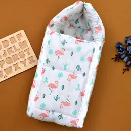 mom's home Baby Organic Cotton Muslin Sleeping cum carrying Nest Bag- Flamingo - 0-11M Sleeping Bag-picture-13