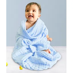 Mom's Home Baby Super Soft Absorbent Muslin 6 Layer Wash Towel L 100 x B 100 x H 2 cm - Light Blue-picture-10