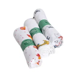Moms Home Infant Kids Pack Of 3 Printed Organic-Cotton Sustainable Muslin Swaddles-picture-28