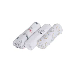 Moms Home Infant Kids Pack Of 3 Printed Organic-Cotton Sustainable Muslin Swaddles-picture-23