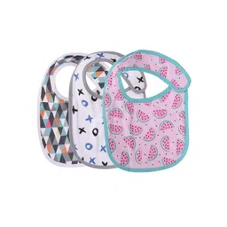 Moms Home Infant Kids Pack Of 3 Printed Pure Organic Cotton Bibs-picture-29
