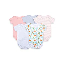 Moms Home Infant Kids Pack Of 5 Organic Cotton Half Sleeves Bodysuit-picture-10