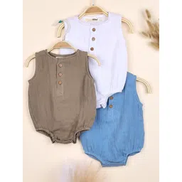 Moms Home Infants Pack Of 3 Organic Muslin Cotton Bodysuit-picture-52