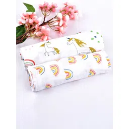 Moms Home Infants Set of 2 Printed Organic Cotton Supersoft Baby Muslin Swaddle-picture-22