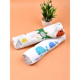 Moms Home Infants Set of 2 Printed Organic Cotton Supersoft Baby Muslin Swaddles-picture-21