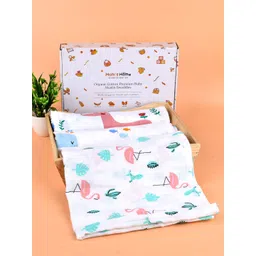 Moms Home Infants Set of 3 Printed Organic Cotton Supersoft Baby Muslin Swaddles-picture-20