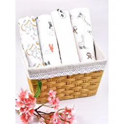 Moms Home Infants Set of 4 Printed Organic Cotton Supersoft Baby Muslin Swaddles-picture-21