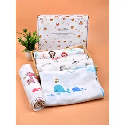 Moms Home Infants Set of 5 Printed Organic Cotton Supersoft Baby Muslin Swaddles-picture-25