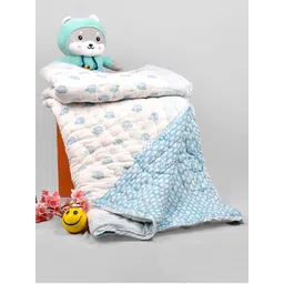 Moms Home Kids Blue & White Mild Winter 500 GSM Organic Cotton Single Bed Quilt-picture-56