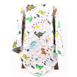 Moms Home Kids Dinopark White & Green Organic Cotton AC Room 300 GSM Single Bed Quilt-picture-16