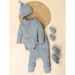 Moms Home Kids Essential Ribbed New Born Baby Organic Cotton Clothing Set-picture-34