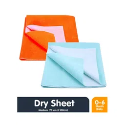 Moms Home Kids Pack Of 2 Blue & Orange Solid Waterproof Protector Dry Sheet-picture-10