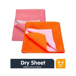 Moms Home Kids Pack Of 2 Pink & Orange Solid Waterproof Protector Dry Sheet-picture-26