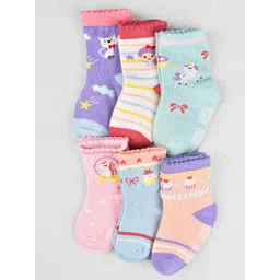 Moms Home Kids Pack of 6 Assorted Organic Cotton Ankle-Length Socks-picture-41