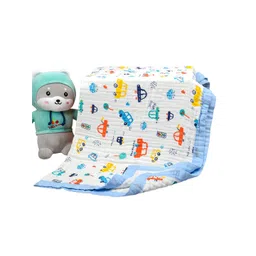 Moms Home Kids White & Blue Printed 500 GSM Organic Cotton 6 Layer Absorbent Towel-picture-19