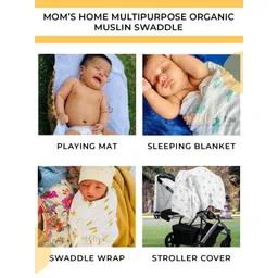 Moms Home Kids White & Green 3 Pieces Organic Cotton Baby Bedding Set image 2