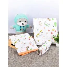 Moms Home Kids White & Orange 3 Pieces Organic Cotton Baby Bedding Set-picture-28