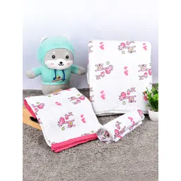 Moms Home Kids White & Pink 3 Pieces Organic Cotton Baby Bedding Set-picture-29