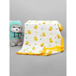 Moms Home Kids White & Yellow Printed 500 GSM Organic Cotton 6 Layer Absorbent Towel-picture-33
