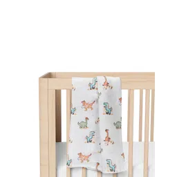 Moms Home Kids White Dinosaur Printed Organic Cotton Soft Baby Muslin Swaddle-picture-38