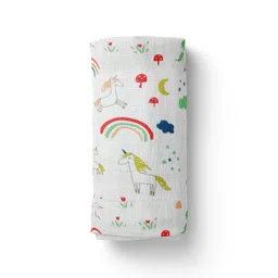 Moms Home Kids White Organic Cotton Baby Muslin Swaddle Unicorn-picture-26