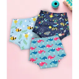 mom's home Moms Home 100% Cotton Unisex Baby Padded Underwear -Bee,Fish & Rocket -Size 3 (3-4Y) - Pack of 3-picture-28