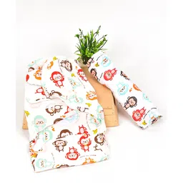 mom's home Moms Home Baby Organic Cotton Muslin Swaddle & Adjustable Infant Wrap Monkey - Pack of 2 - Multicolor-picture-10