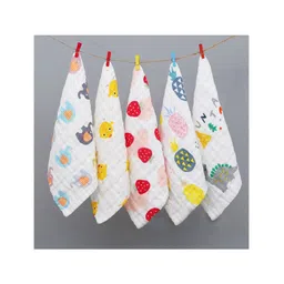 mom's home Moms Home Baby Super Soft Absorbent Muslin 6 Layer Wipes Mix Design - Pack Of 5-picture-31