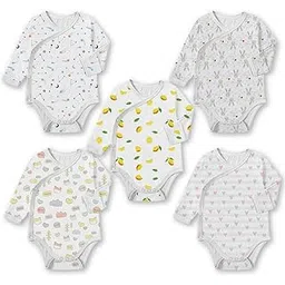 mom's home Moms Home Organic Cotton New Born Baby Unisex Onesie Romper - Pack of 5-picture-54