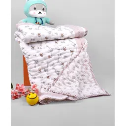 Mom's Home Organic Cotton Baby Quilt Animal Print - Pink White-picture-37