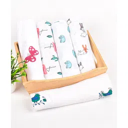 Mom's Home Organic Cotton Soft Baby Muslin Swaddle Animal Print Pack Of 5 - Multicolor-picture-19