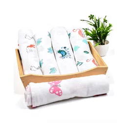 Mom's Home Organic Cotton Soft Baby Muslin Swaddle Animal Print Pack Of 5 - Multicolor-picture-24