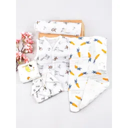 Moms Home Pack Of 5 Infant Kids Organic Muslin Cotton Baby Apparel Gift Set-picture-16