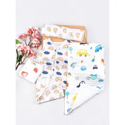 Moms Home Pack Of 5 Infant Kids Organic Muslin Cotton Baby Apparel Gift Set-picture-13