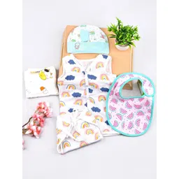 Moms Home Pack Of 7 Infant Kids Organic Muslin Cotton Baby Apparel Gift Set-picture-37