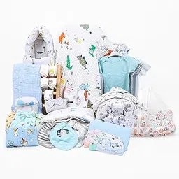 MOM'S HOME New Born Baby Organic Cotton Essentials Gift Set | Multicolor | 40 Items-picture-15