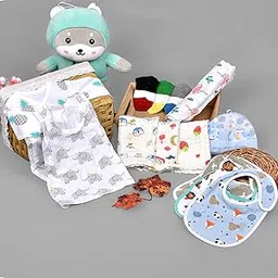MOM'S HOME Supersoft New Born Organic Cotton Muslin Gift Set - 15 Pieces-picture-37