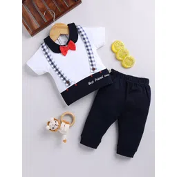 Moms Love Infant Boys Pure Cotton Colourblocked T-shirt With Joggers-picture-55
