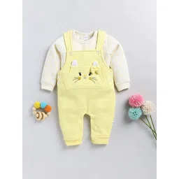 Moms Love Infant Girls Graphic Embroidered Straight-Fit Dungaree With T-shirt-picture-21