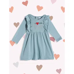 Moms Love Infant Girls Green & Silver-Toned Pure Cotton Embroidered A-Line Dress-picture-53