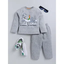Moms Love Unisex Kids Bugs Bunny Printed T-shirt with Pyjamas-picture-25