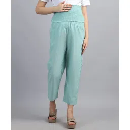 Moms Maternity Cotton Woven Solid Maternity Pants - Mint Green-picture-28