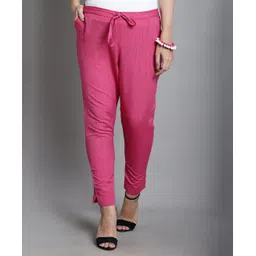 Moms Maternity Cotton Woven Solid Maternity Trousers - Pink-picture-24