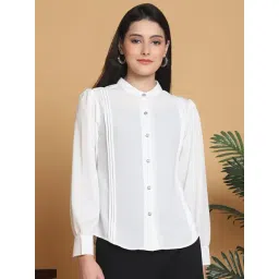 Moms Maternity White Crepe Solid Shirt-picture-48