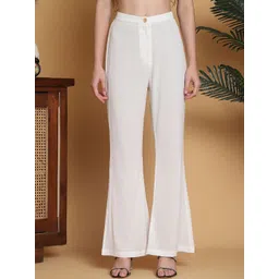 Moms Maternity Women Solid Regular Fit Mid-Rise Flat-Front Wide Leg Trousers-picture-36