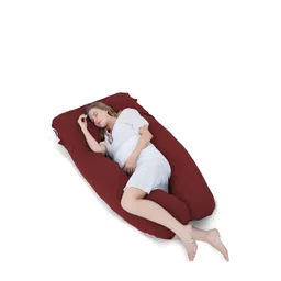 Mom's Moon Maroon Fibre Filled Cotton Lightweight U Shaped Body Maternity Pillow-picture-25