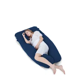 Mom's Moon Navy Blue Fibre Filled Cotton Lightweight U Shaped Body Maternity Pillow-picture-24