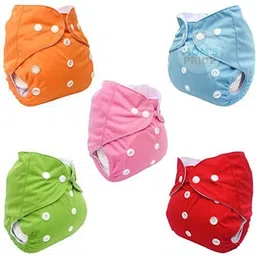 mom's pride Reusable Solid Pocket Cloth Diapers Without Inserts Pack of 5 (Multicolor)-picture-26